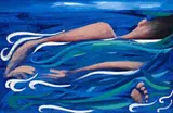 Swimmer by Charles Blackman, 1969, oil on paper on board, sold Aug 2014