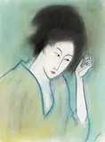 Geisha by Robert Dickerson, pastel on paper, sold Aug 2014