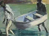 Carrying Boat by Euan MacLeod, 2006, oil on canvas, sold Aug 2014