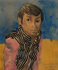 Boy With A Striped Jacket by Donald Friend, watercolour and ink on paper, sold Aug 2014