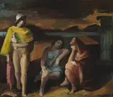 Electra At The Tomb by Jean Bellette, oil on board, sold Aug 2014