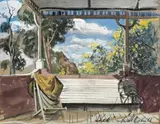 Shek On The Verandah, The Artist’S House, Wangi by William Dobell, c.1948, gouache on paper, sold Aug 2014