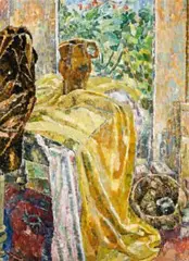 Yellow Drapes by Grace Cossington Smith, 1954, oil on composition board, sold Apr 2014