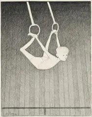 Study For On The Rings by John Brack, 1975, conté on paper, offered Apr 2014