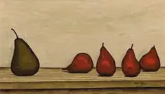 Pears by John Brack, 1957, oil on canvas, sold Apr 2014