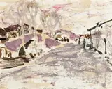 Soochow – Two Bridges by Ian Fairweather, 1933, oil on paper on board, sold Apr 2014