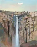 Waterfall On The Banks Of The Shoalhaven River by Arthur Boyd, oil on composition board, sold Apr 2014