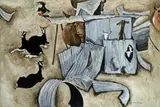 Farmyard by William Robinson, 1982, oil on canvas, sold Apr 2014