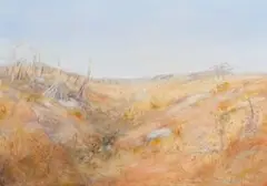 Wimmera Landscape by Arthur Boyd, c.1963, oil and tempera on composition board, sold Apr 2014