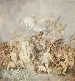 The Entourage by Norman Lindsay, c.1940, watercolour on paper, offered Apr 2014