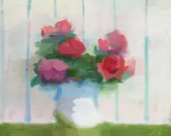 Roses by Sam Fullbrook, c.1970s, oil on canvas, sold Apr 2014
