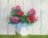 Roses by Sam Fullbrook, c.1970s, oil on canvas, sold Apr 2014