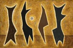 Corroboree by John Coburn, 1976, oil on composition board, sold Apr 2014