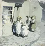 Illustration For A Story “Penny Bank” by Alfred Munnings, gouache on paper, sold Apr 2014