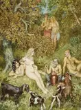 Afternoon Bathers by Norman Lindsay, c.1940, watercolour on paper, offered Apr 2014