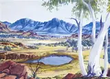 Arrernte Country by Albert Namatjira, watercolour on paper, offered Apr 2014