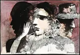 L’Arrivee by Charles Blackman, 1975, coloured ink on paper, sold Apr 2014