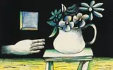 Alice’S Hand, Cup, Table And Flowers by Charles Blackman, 1957, crayon, pen and ink on paper, sold Apr 2014