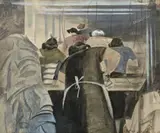 Pelaco Shirt Factory by Eric Anchor Thake, 1952, watercolour, gouache and pencil on paper, sold Apr 2014
