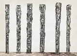 Untitled (Totems) by Robert Klippel, 1977, felt pen and collaged photographs, sold Apr 2014