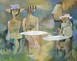 Pink Bikini Group by Dorothy Braund, 1979, watercolour on paper, sold Apr 2014
