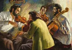 String Quartet by John Santry, oil on canvas, offered Apr 2014