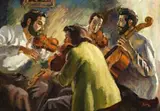 String Quartet by John Santry, oil on canvas, offered Apr 2014