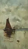 Fishing Schooner Off Naples by Girolamo P. Nerli, oil on board, sold Apr 2014
