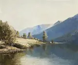 Burragorang Valley by Rubery Bennett, oil on canvas, sold Apr 2014