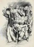 The Wowser’S Retinue by Norman Lindsay, 1932, pen and ink on paper, sold Apr 2014