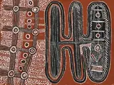 Untitled (Old Men’S Story) by Uta Uta Tjangala, 1972, synthetic polymer powder paint on composition board, offered Mar 2014