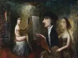 The Reflexion (Rembrandt) by Garry Shead, 2000, oil on plywood, sold Nov 2013