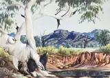 Ghost Gum And Waterhole by Albert Namatjira, c.1956, watercolour on paper, sold Nov 2013