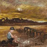 Charles Blackman At Mallacoota Inlet by John Perceval, 1955, oil and tempera on composition board, offered Nov 2013