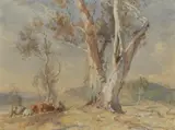 Resting Under The Gums by Hans Heysen, 1911, watercolour and pencil on paper, sold Nov 2013