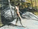 Figure In Moonbi Landscape by Euan MacLeod, 1991, oil on canvas, sold Nov 2013