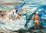 Sea Nymphs by James Gleeson, oil on composition board, sold Nov 2013