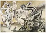 The Judgement Of Paris Ii by James Gleeson, 1979, pastel, charcoal and watercolour on paper, sold Nov 2013