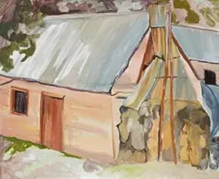 Settlers’ Cottage, Dargo by Lina Bryans, 1966, oil on canvas on board, offered Nov 2013