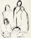 Four Figures by M.T. (Toss) Woollaston, 1952, ink on paper, offered Nov 2013