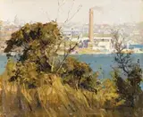 Untitled (Cockatoo Island) by Robert Johnson, oil on board, sold Nov 2013