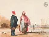 Adieux sur la plage by Horace Vernet, Aquarelle gouachée, sold Nov 2024