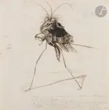 Le Mysocampe génie fantastique by Jean Ignace Isidore Gérard Grandville, Plume et encre brune, sur traits de crayon noir, sold Nov 2024