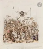 Jupiter et les animaux du cirque by Jean Ignace Isidore Gérard Grandville, vers 1843, Plume et encre brune, lavis brun et aquarelle, sur traits de crayon noir, sold Nov 2024