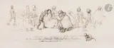Un montage comprenant deux dessins: «Jeune femme dans le palais de la monnaie» / «Partie de cartes by Jean Ignace Isidore Gérard Grandville, Plume et encre brune sur traits de crayon noir, sold Nov 2024