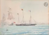 Escadre franco-anglaise by Domenico Trachel, 1895, Aquarelle, sold Nov 2024