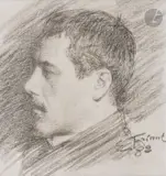 Autoportrait by Émile Friant, 1882, Crayon noir et estompe, sold Nov 2024