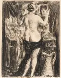Femme de dos à sa toilette by Louise Hervieu, Craie Conté, sold Nov 2024