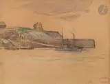 Le Port du Conquet by Henry Moret, Aquarelle et fusain, sold Nov 2024