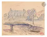 Pont à Quimper by Henry Moret, Aquarelle et fusain, sold Nov 2024